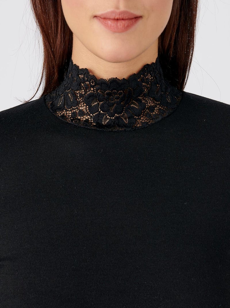 T-shirt manches longues fine côte Thermolactyl - Damart Noir - Kiabi