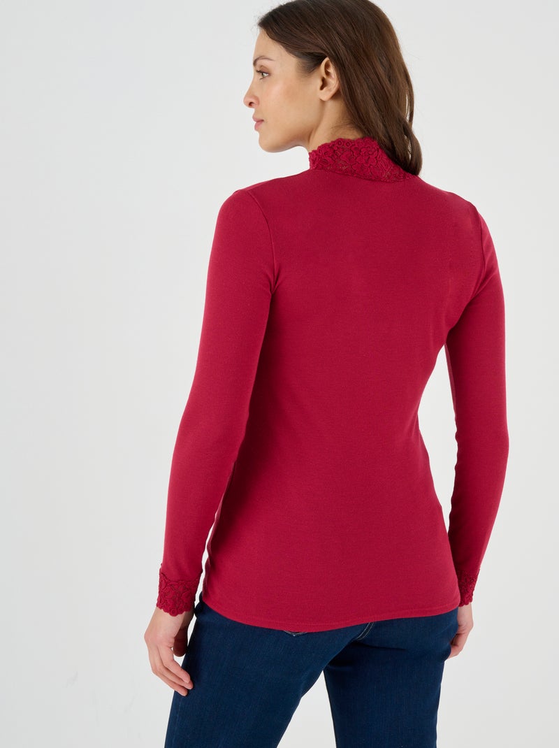 T-shirt manches longues fine côte Thermolactyl thermique - Damart Rouge - Kiabi