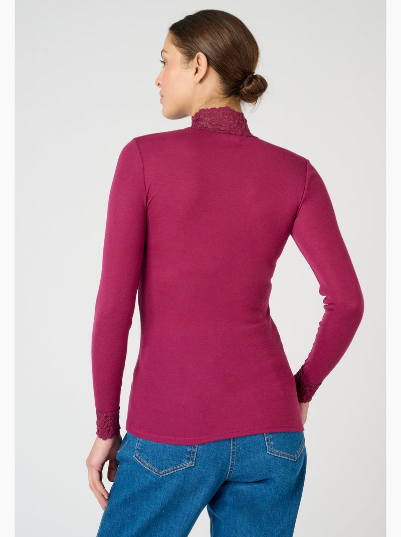 T-shirt manches longues fine côte Thermolactyl thermique - Damart Violet - Kiabi