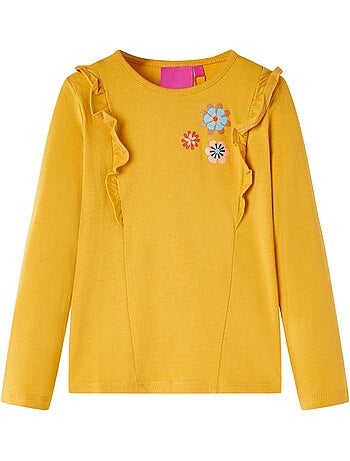 T-shirt manches longues fleurs en coton élasthanne - vidaxl