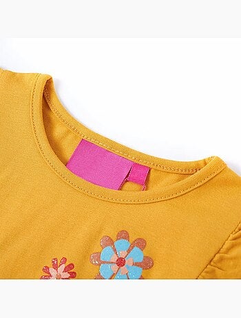 T-shirt manches longues fleurs en coton élasthanne - vidaxl