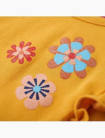 T-shirt manches longues fleurs en coton élasthanne - vidaxl