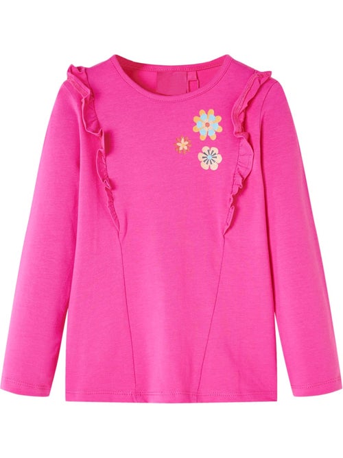 T-shirt manches longues fleurs en coton élasthanne - vidaxl - Kiabi