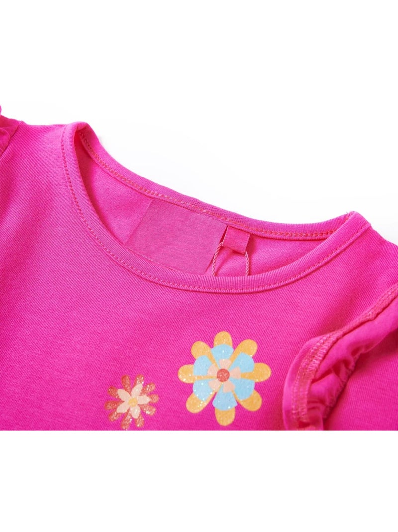 T-shirt manches longues fleurs en coton élasthanne - vidaxl Rose - Kiabi