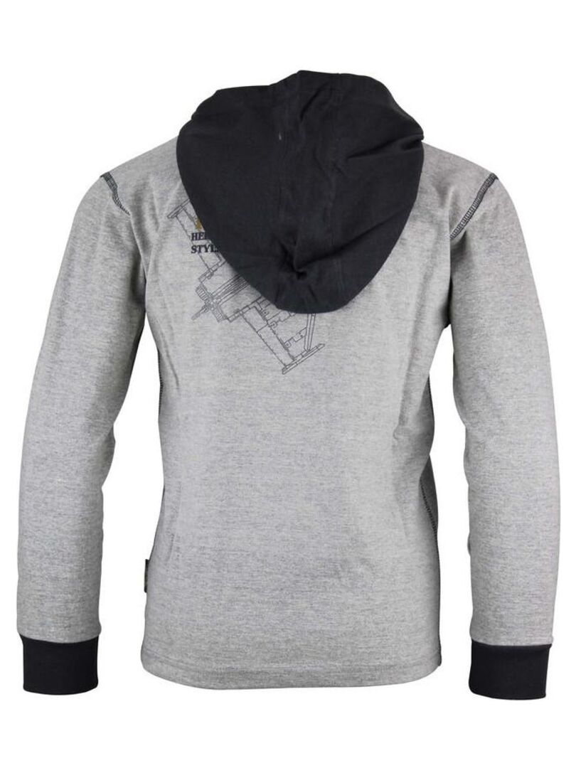 Chemise Manches Longues Garçon Gymboree Taille 7 - Motif Drapeau Britannique Et Guitare Gris - Neuf Avec étiquette