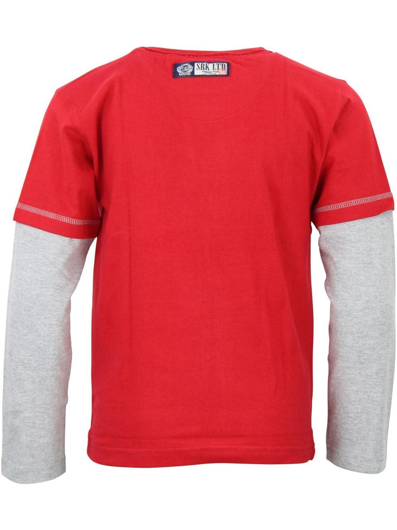 T-shirt manches longues garçon EVRA - SRK Rouge - Kiabi