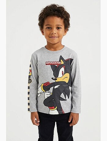T-shirt manches longues garçon sonic - licence officielle