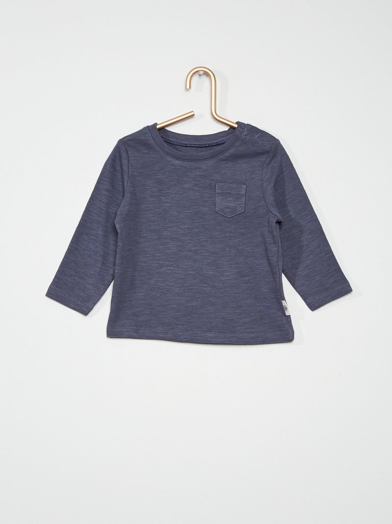 T-shirt manches longues gris foncé - Kiabi