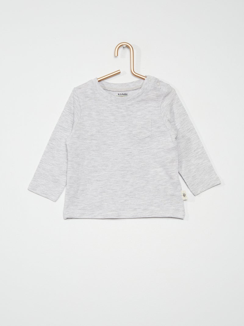 T-shirt manches longues gris - Kiabi