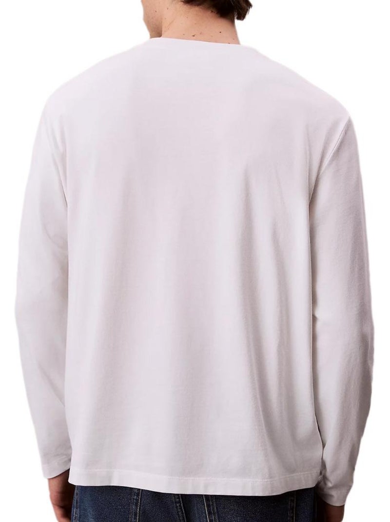 T-Shirt Manches Longues Homme Calvin Klein Jeans Blanc - Kiabi