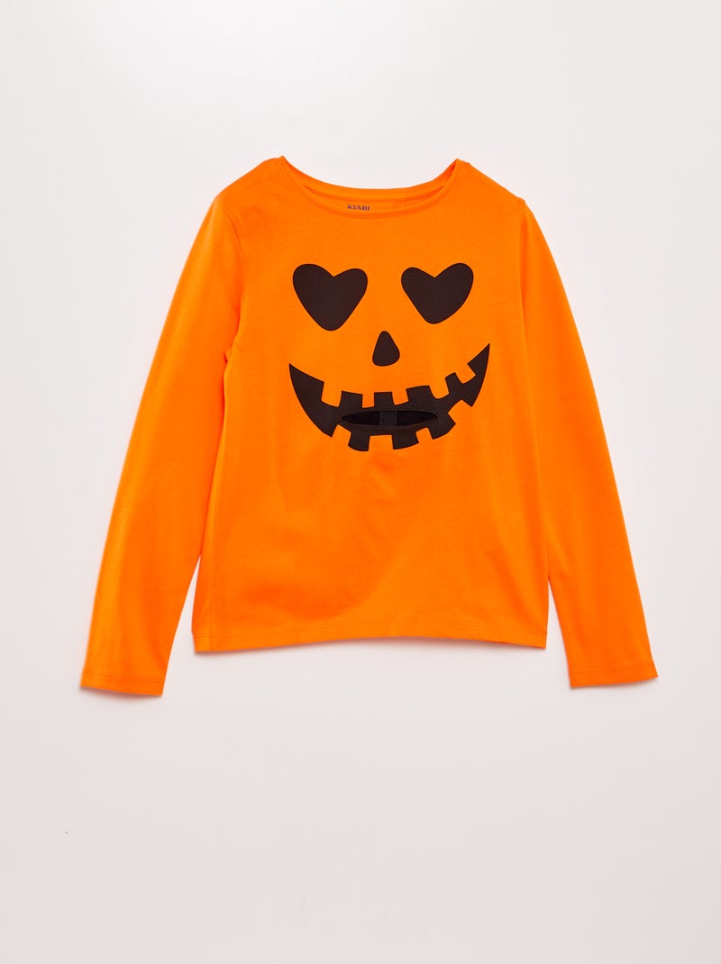 T-shirt manches longues imprimé - Halloween Orange - Kiabi