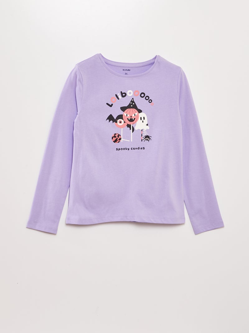 T-shirt manches longues imprimé - Halloween Violet - Kiabi