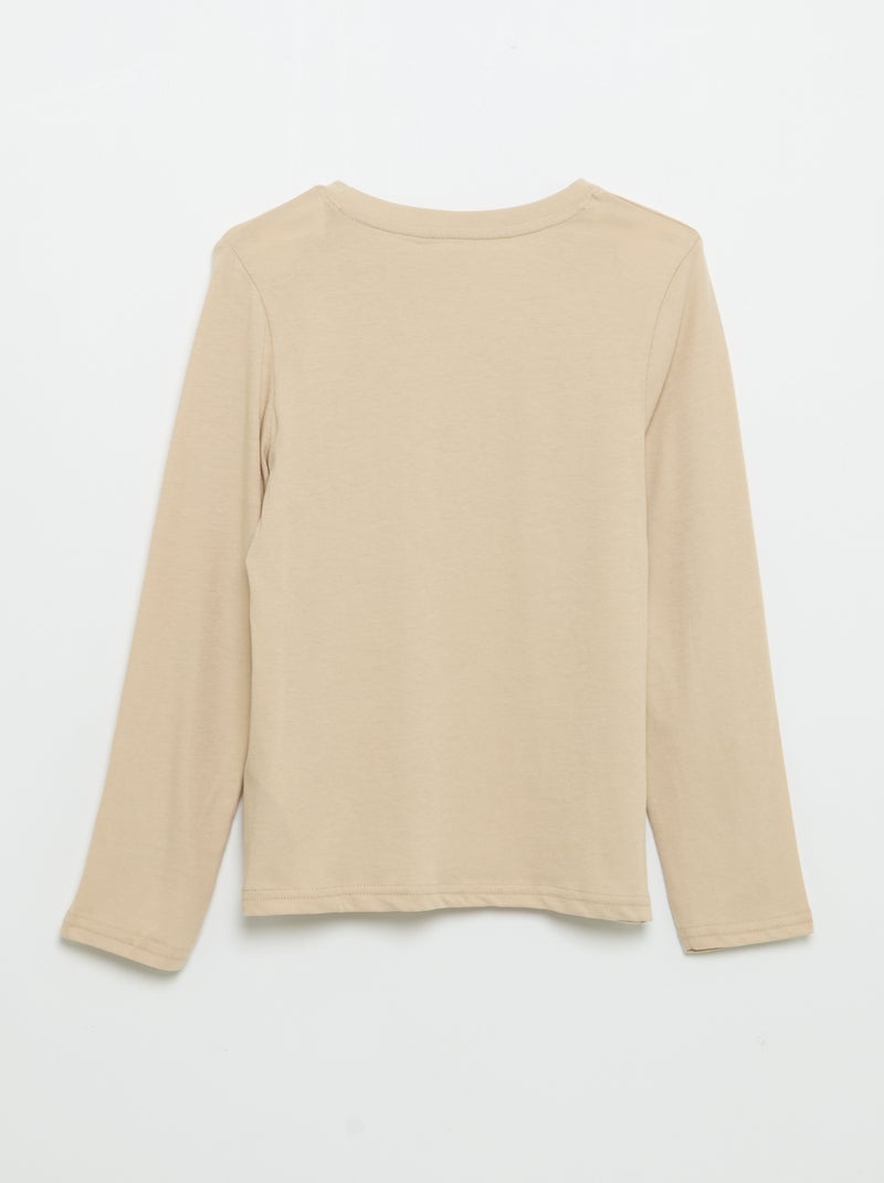 T-shirt manches longues imprimé Beige - Kiabi