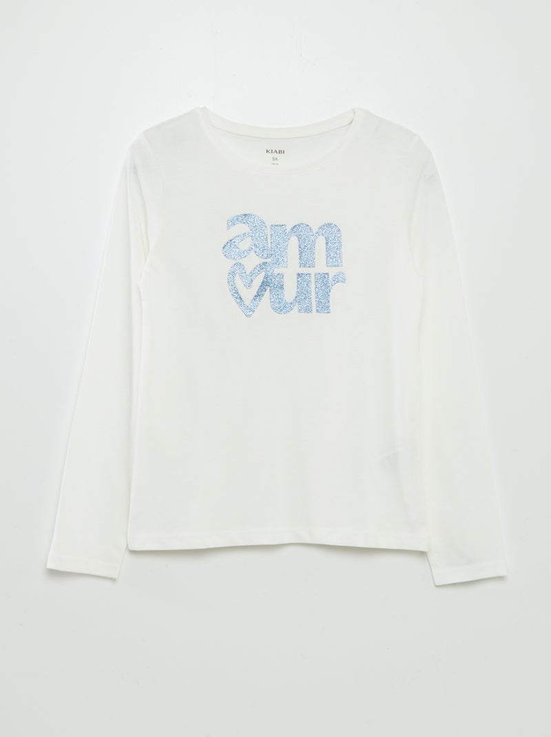 T-shirt manches longues imprimé Blanc - Kiabi