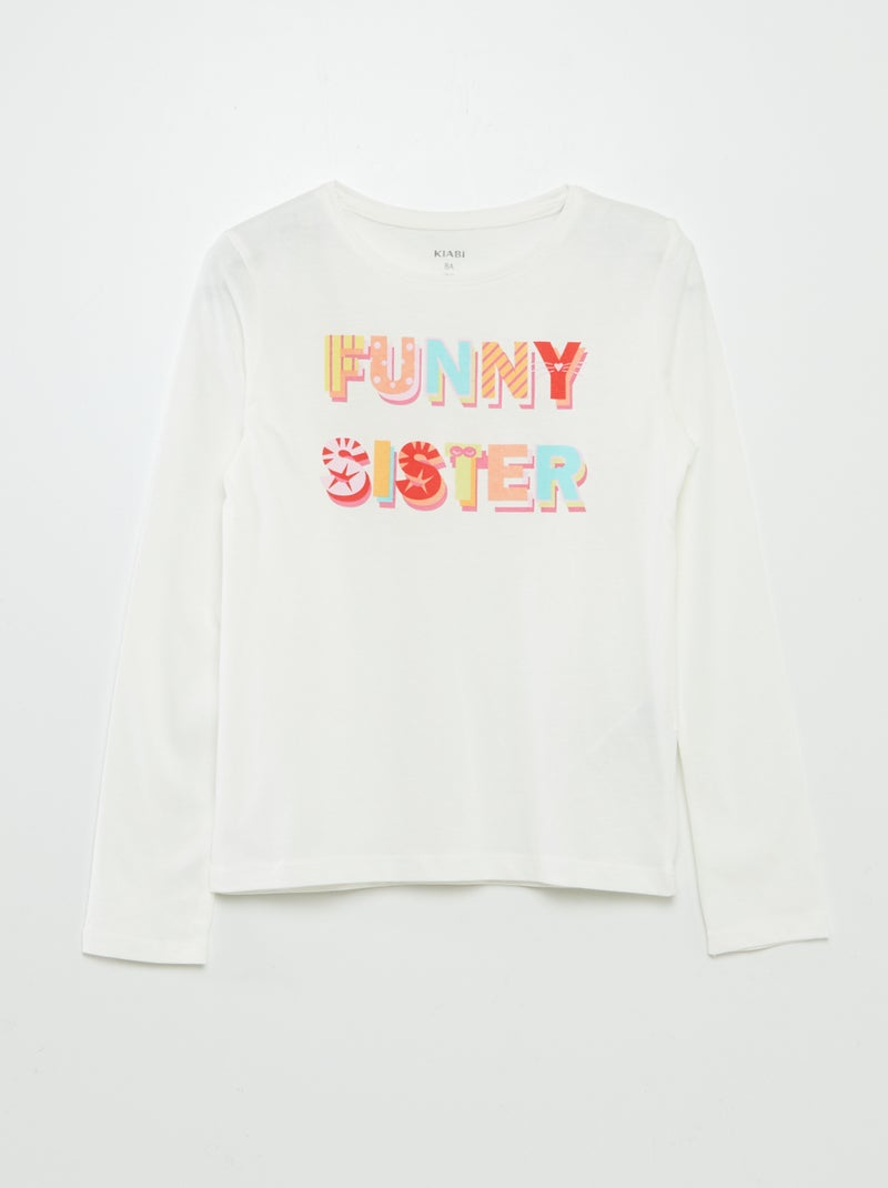 T-shirt manches longues imprimé Blanc - Kiabi