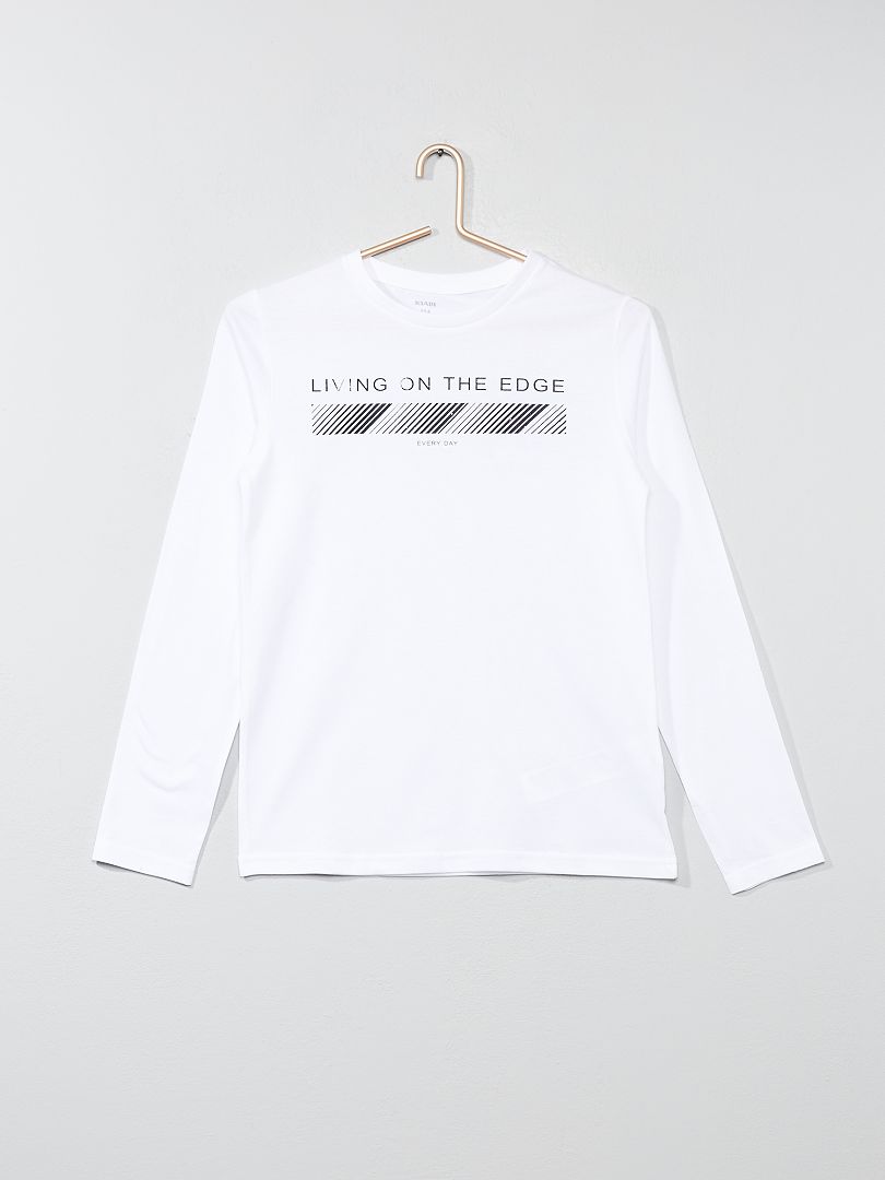 T-shirt manches longues imprimé blanc - Kiabi