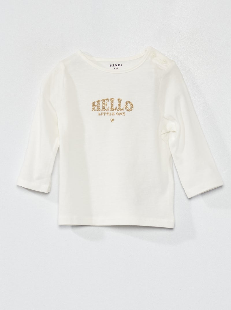 T-Shirt manches longues imprimé Blanc - Kiabi