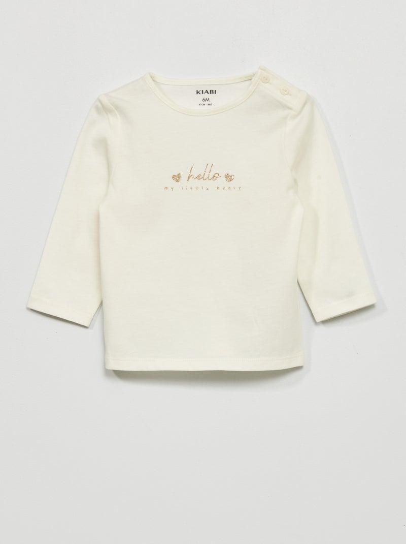 T-shirt manches longues imprimé Blanc - Kiabi