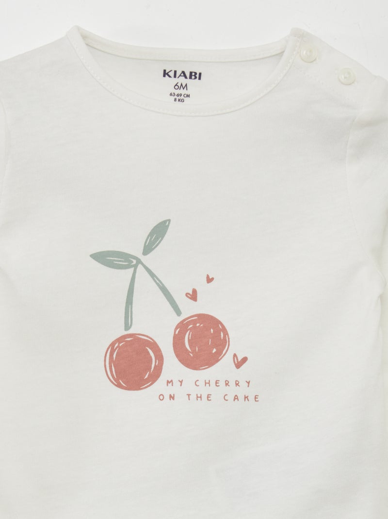 T-shirt manches longues imprimé Blanc - Kiabi