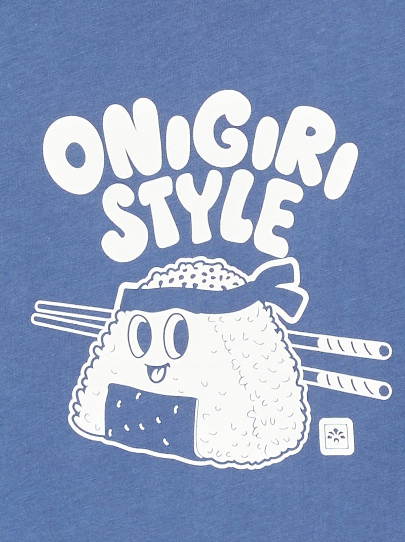 T-shirt manches longues imprimé Bleu - Kiabi
