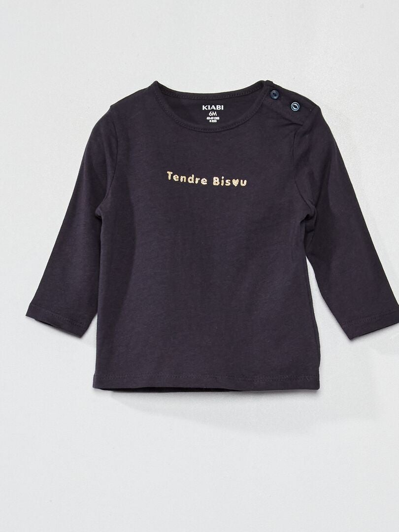 T-Shirt manches longues imprimé BLEU - Kiabi