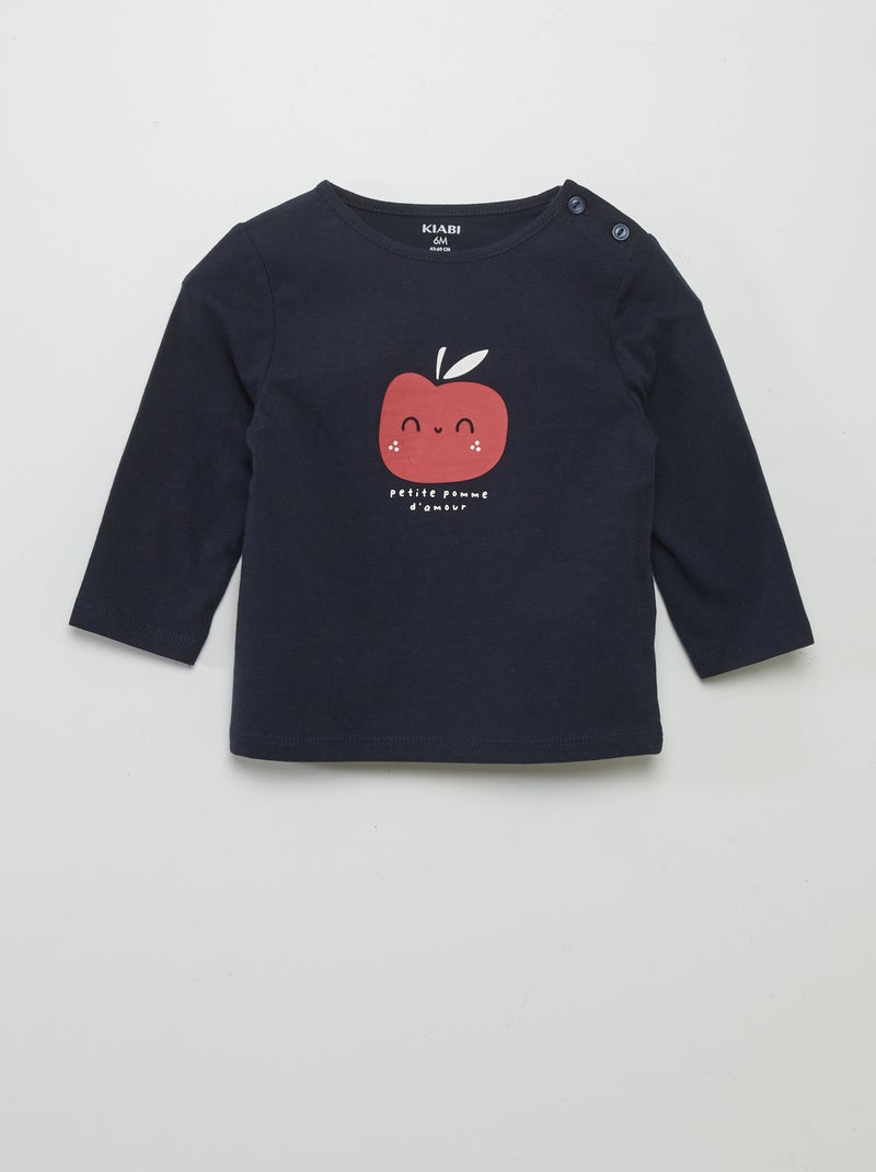 T-shirt manches longues imprimé Bleu - Kiabi