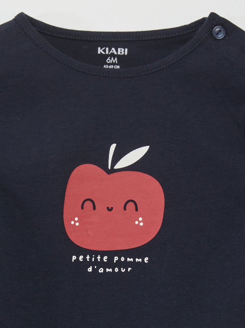 T-shirt manches longues imprimé Bleu - Kiabi