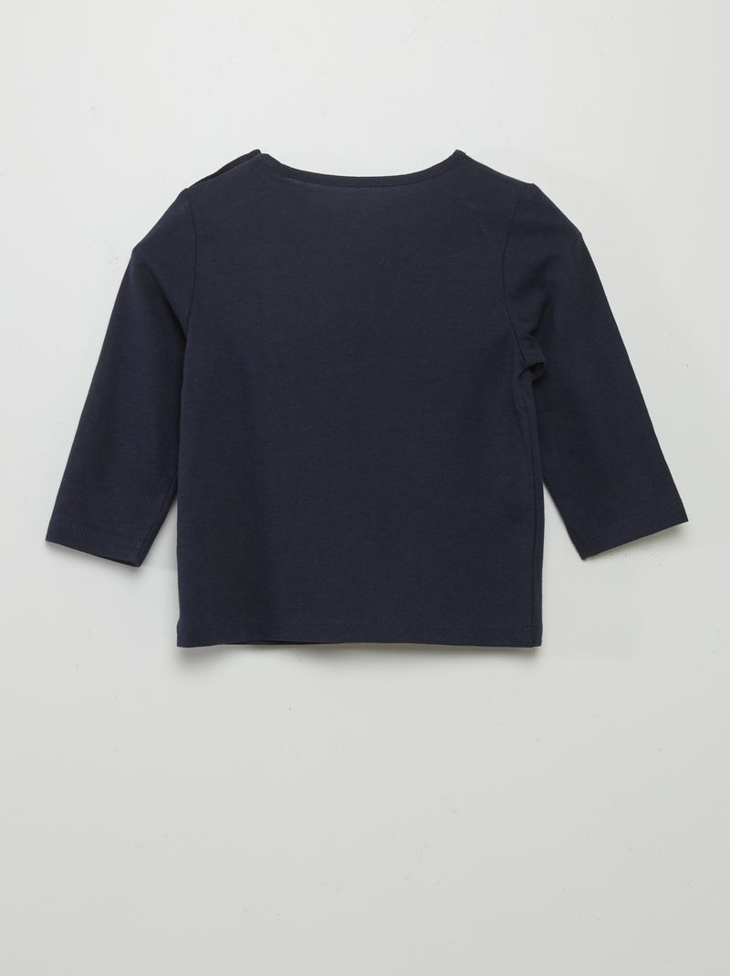 T-shirt manches longues imprimé Bleu - Kiabi