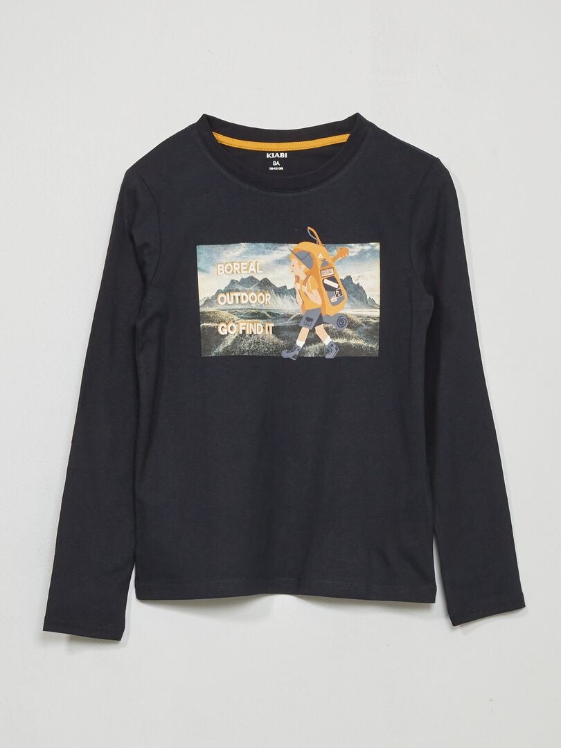 T-shirt manches longues imprimé Bleu - Kiabi