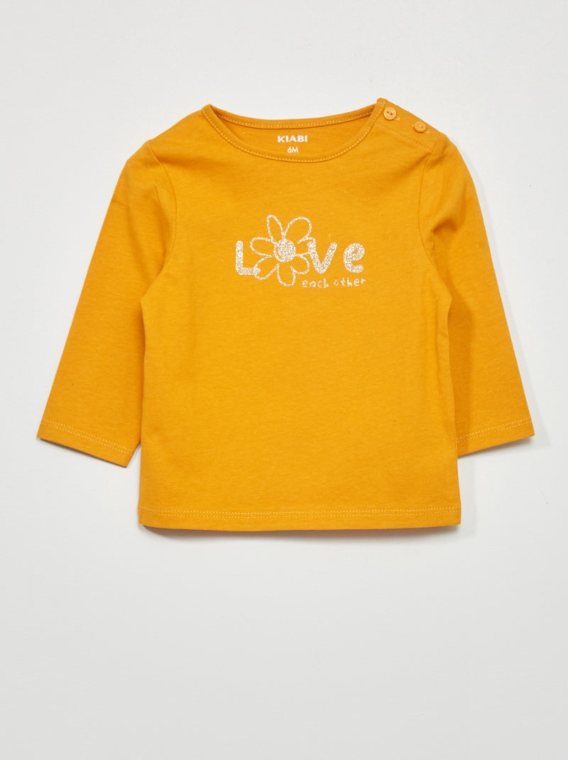 T-Shirt manches longues imprimé GOLD LOVE - Kiabi