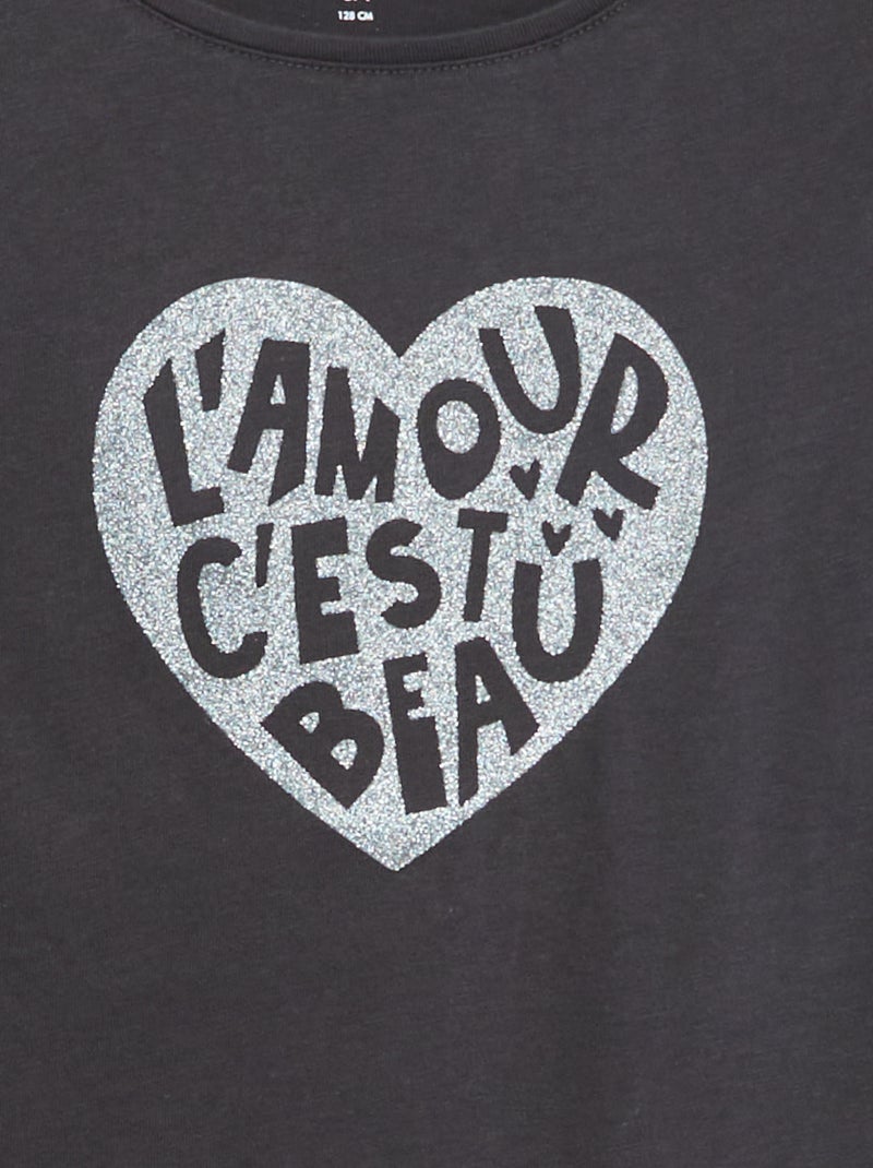 T-shirt manches longues imprimé Gris - Kiabi