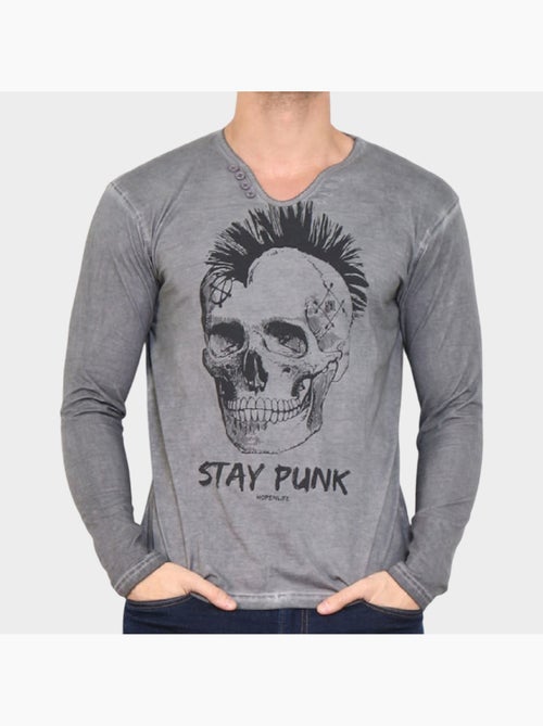 T-shirt manches longues imprimé - Kiabi