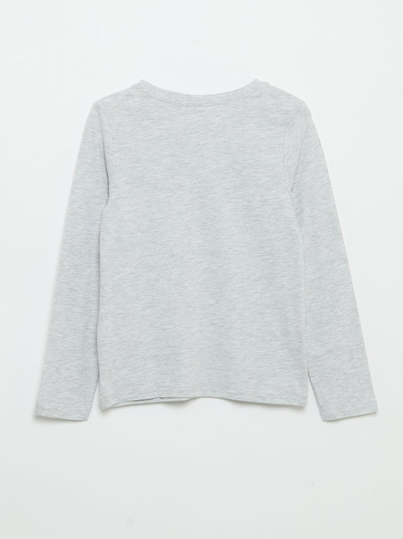 T-shirt manches longues imprimé Gris - Kiabi