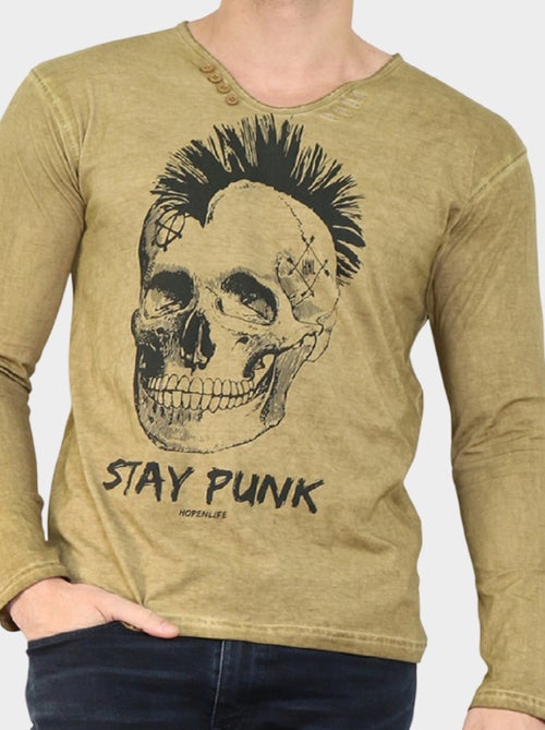 T-shirt manches longues imprimé - Kiabi