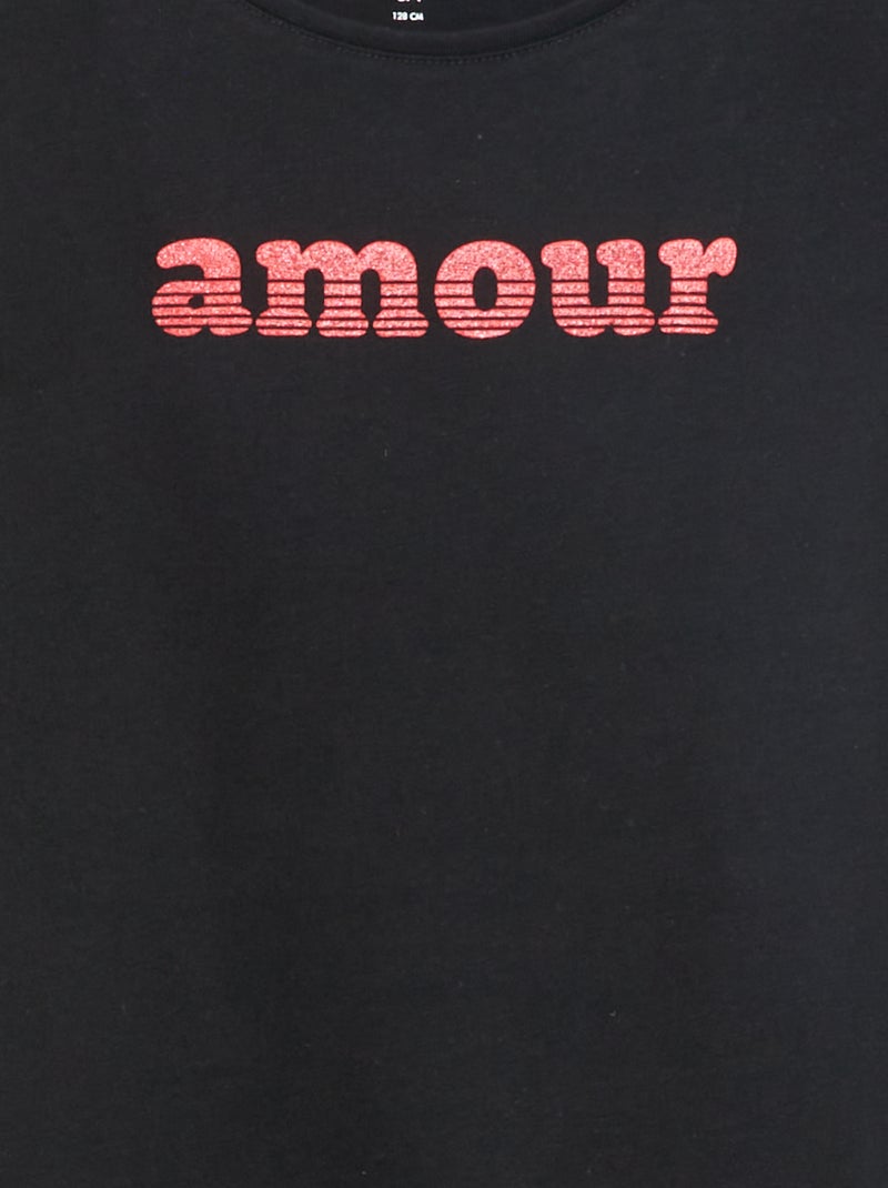 T-shirt manches longues imprimé Noir - Kiabi