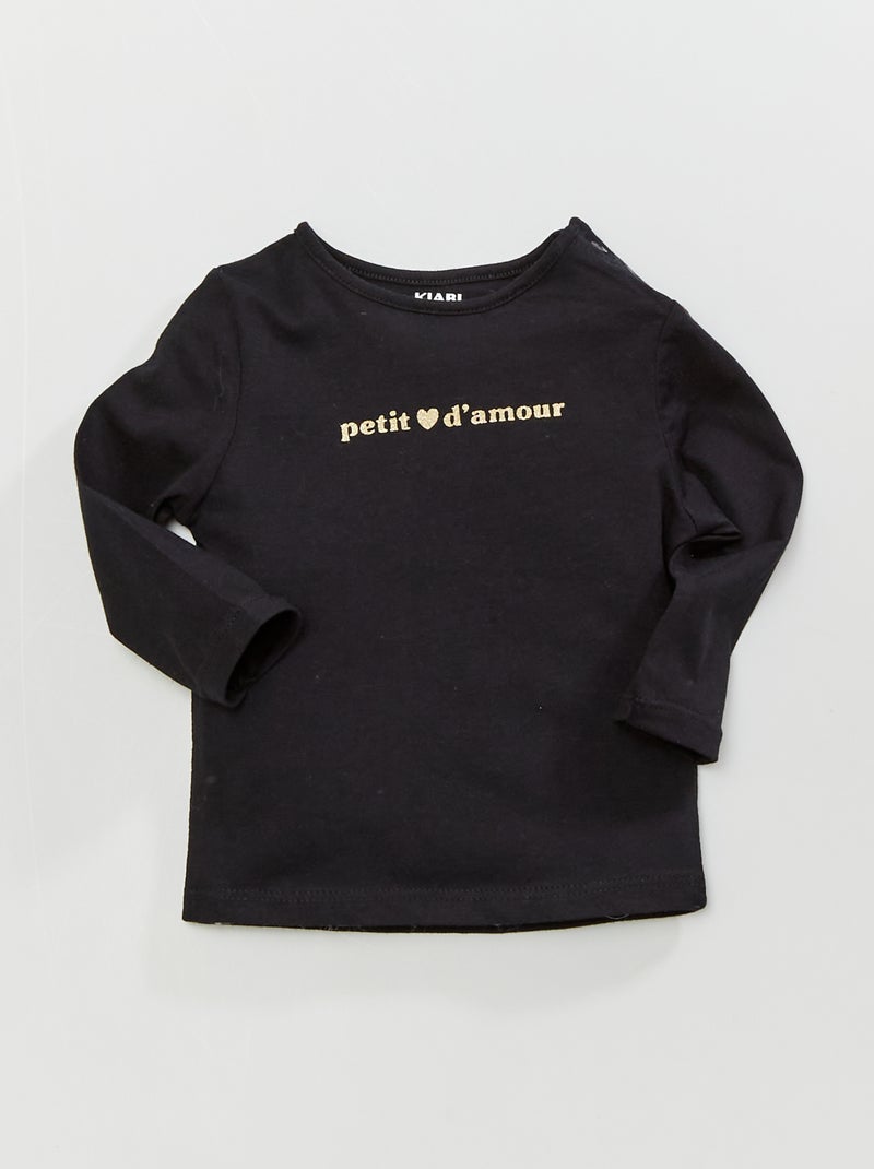 T-Shirt manches longues imprimé Noir - Kiabi