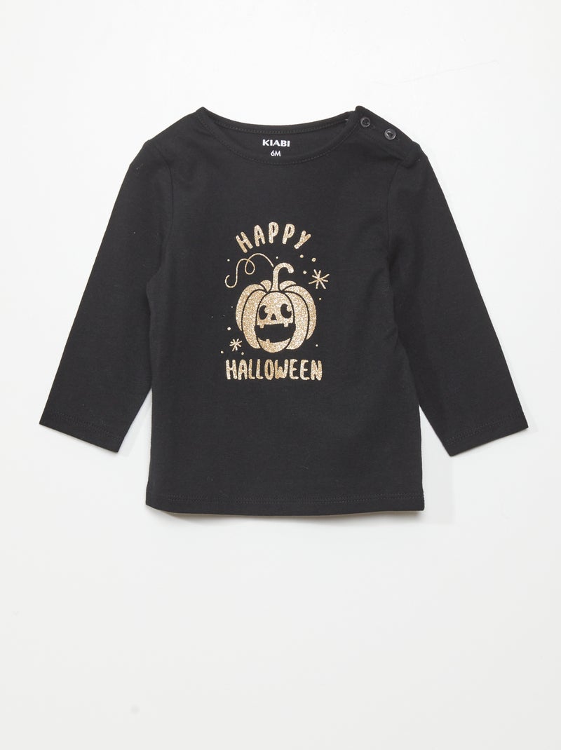 T-shirt manches longues imprimé Noir - Kiabi
