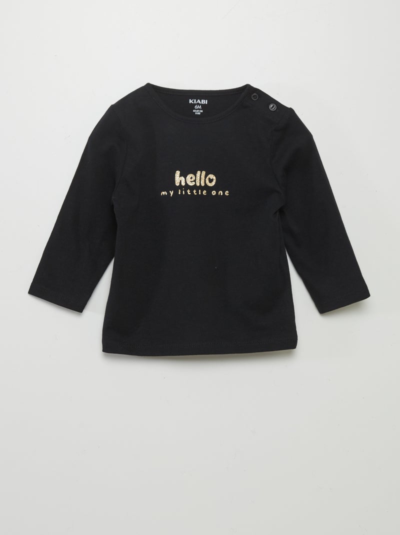 T-shirt manches longues imprimé Noir - Kiabi