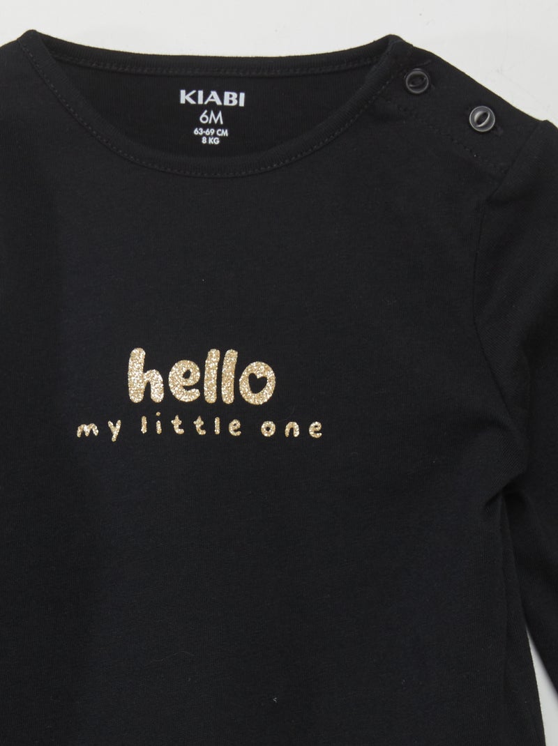 T-shirt manches longues imprimé Noir - Kiabi
