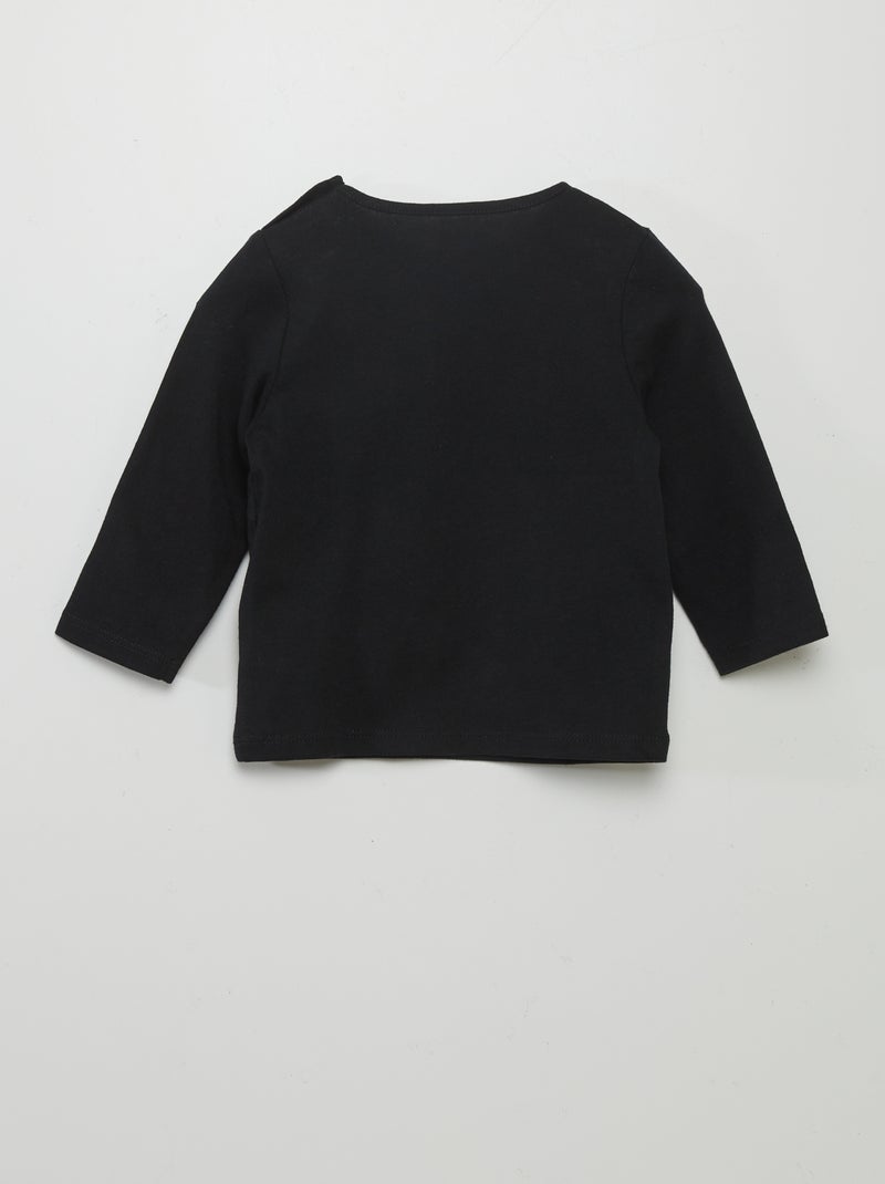 T-shirt manches longues imprimé Noir - Kiabi
