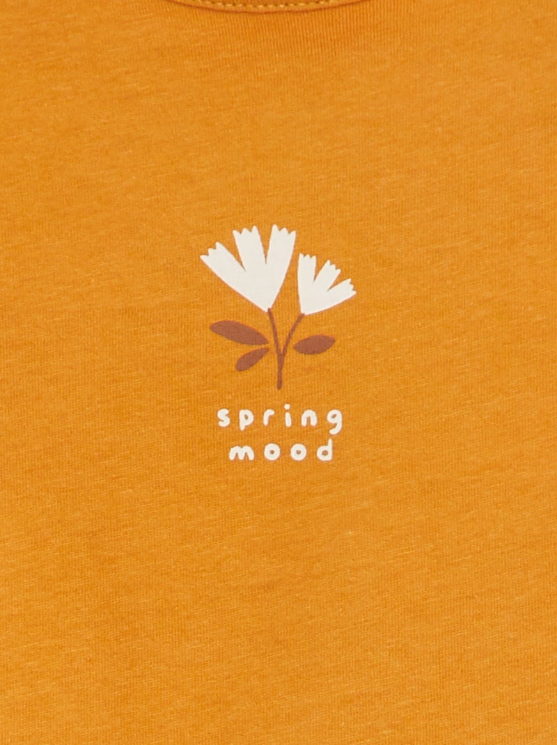 T-shirt manches longues imprimé Orange - Kiabi