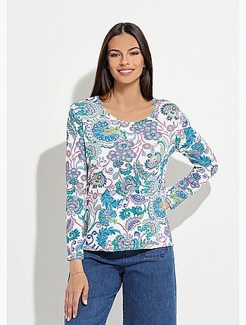 T-shirt manches longues imprimé pastel