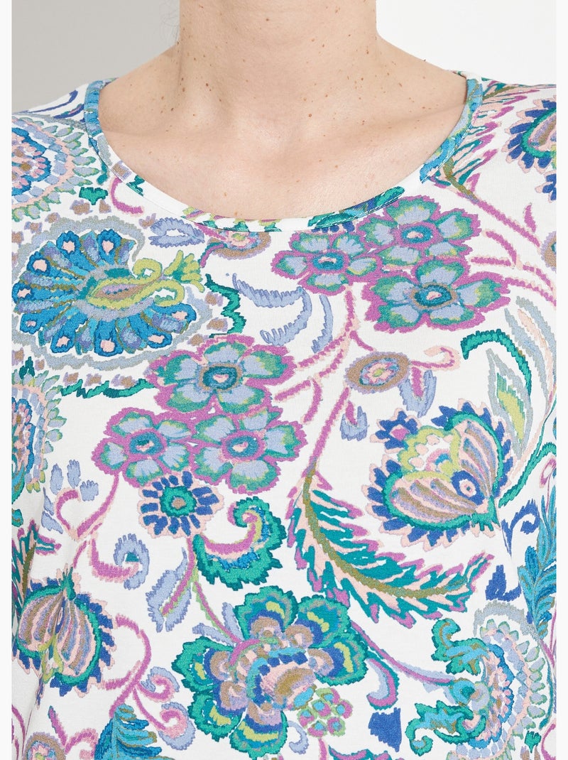 T-shirt manches longues imprimé pastel Ecru - Kiabi