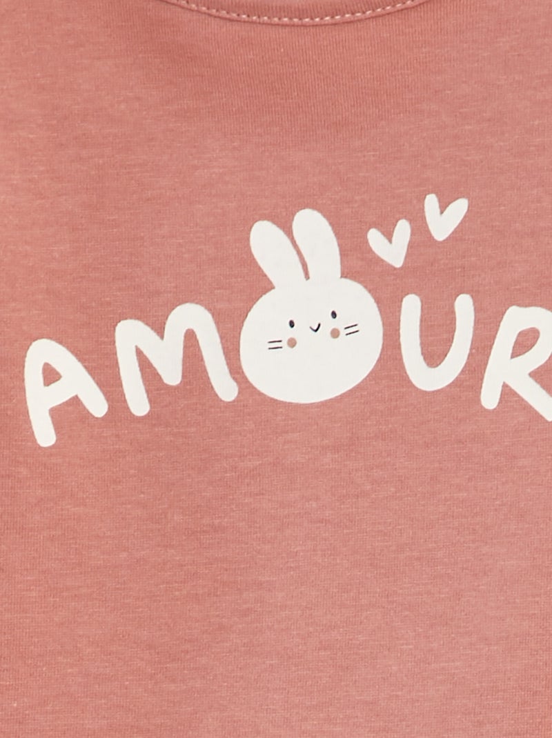 T-shirt manches longues imprimé Rose foncé - Kiabi