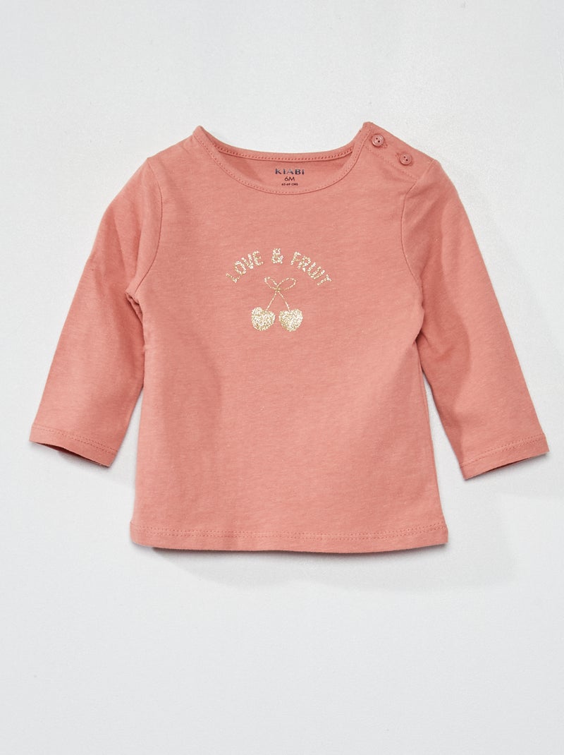 T-Shirt manches longues imprimé Rose - Kiabi