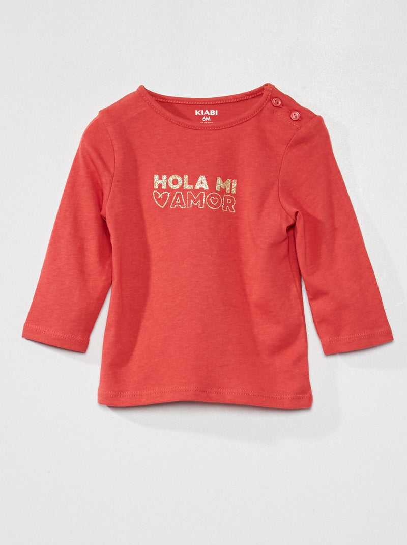 T-Shirt manches longues imprimé Rose - Kiabi