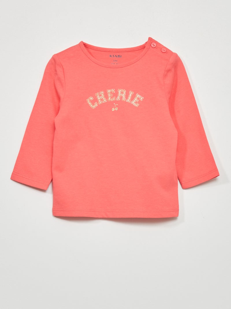 T-Shirt manches longues imprimé Rose - Kiabi
