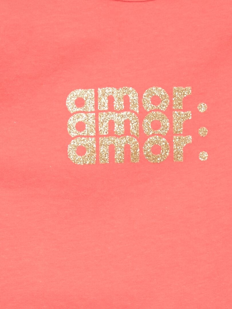 T-shirt manches longues imprimé Rose - Kiabi