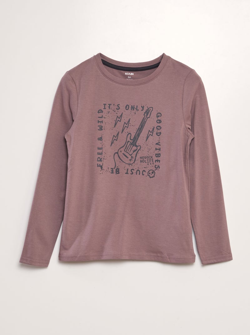 T-shirt manches longues imprimé Rouge foncé - Kiabi