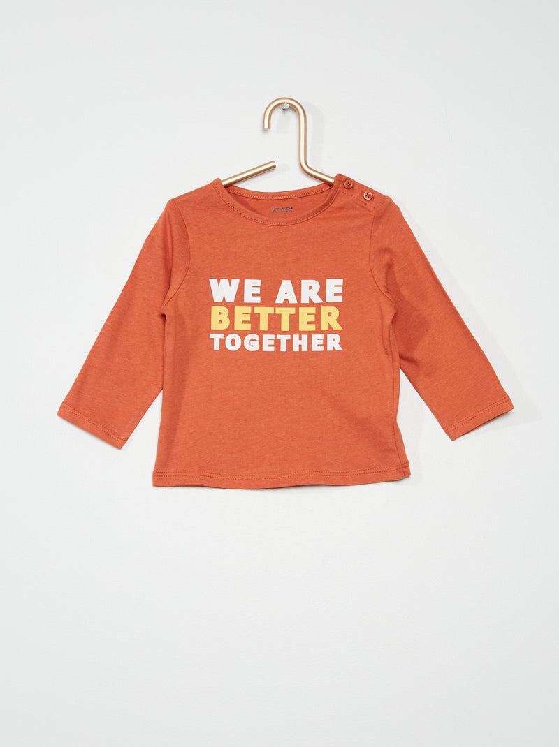 T-shirt manches longues imprimé rouge - Kiabi